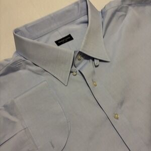 Proper Cloth Thomas Mason Light Blue Pinpoint Non Iron Dress Shirt 19.5 35.5